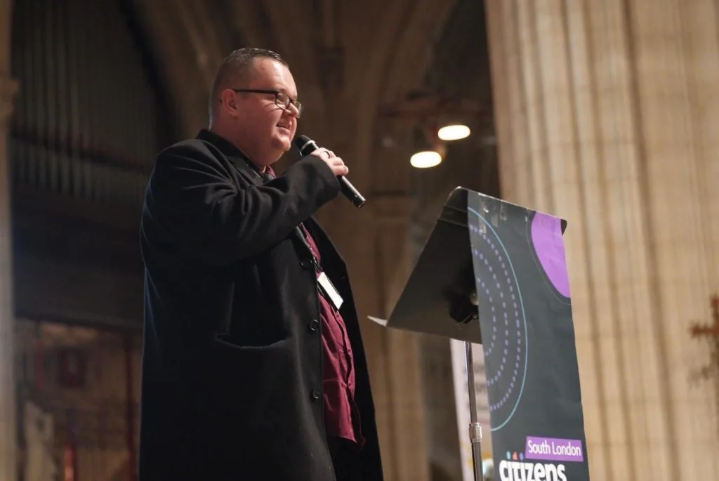 Martin speaking at South London Citizens